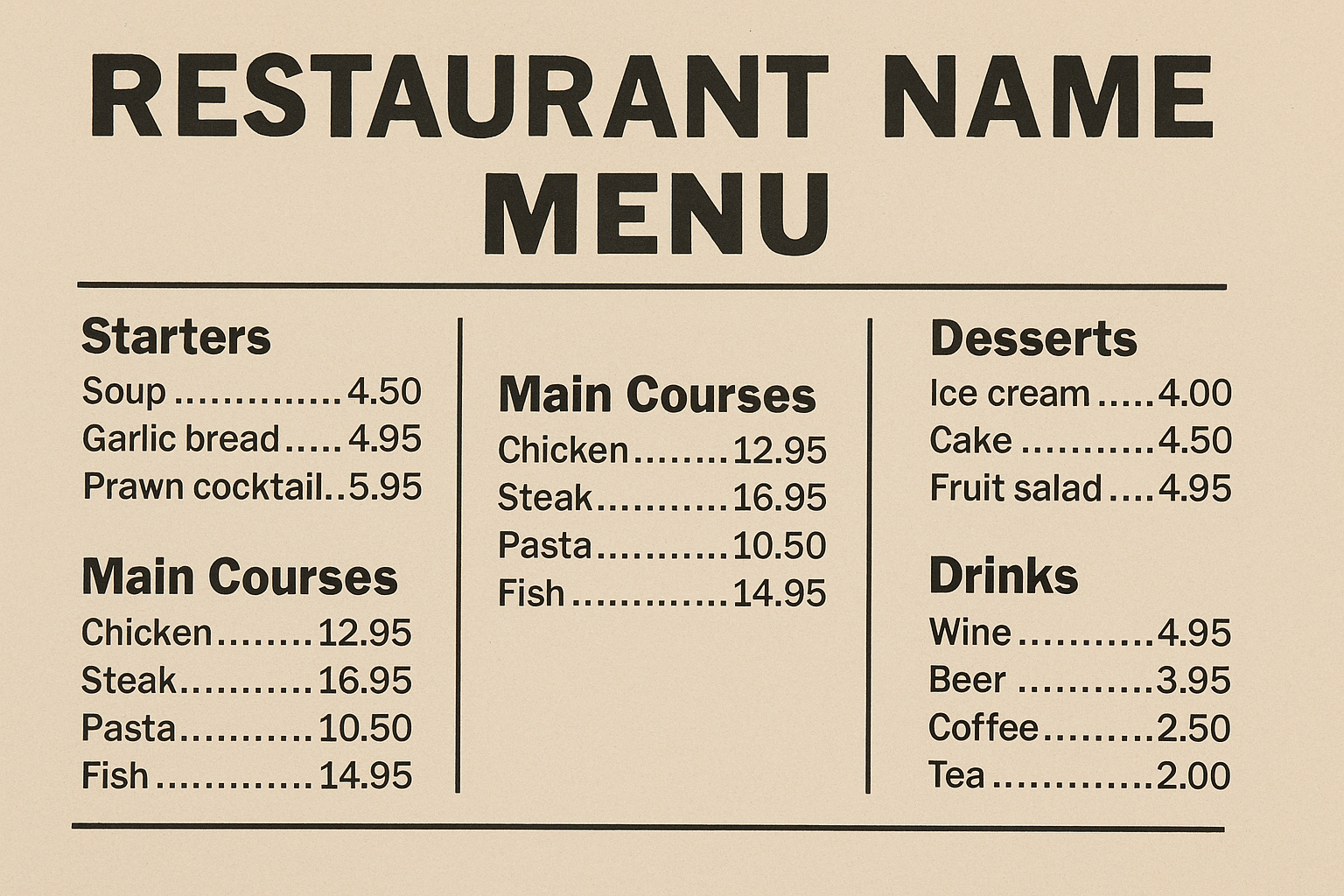 PDF Menu Example